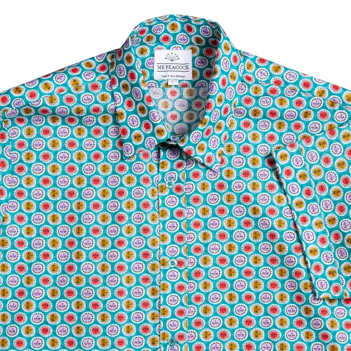 Liberty Tana Lawn 100% cotton Short Sleeve Shirt 'Aztec Sun'